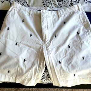 Polo Ralph Lauren White Shorts with Black Logo Embroidery